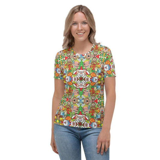 Crazy Christmas in a weird pattern design Women's T-shirt. Front view