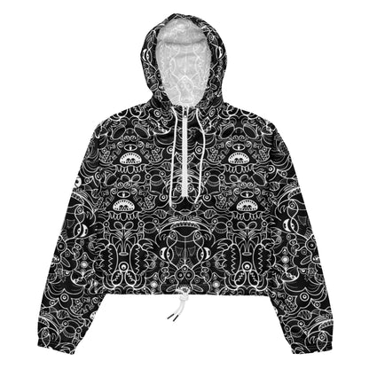 The powerful dark side of the Doodle world Women’s cropped windbreaker. Front view