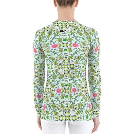 Funny frogs hunting flies Women's Rash Guard-Rash guards