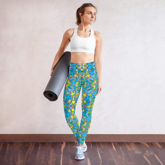 Exotic birds tropical pattern Yoga Leggings-Yoga leggings