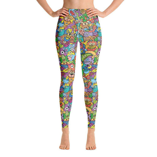 Cheerful crowd enjoying a lively carnival Yoga Leggings-Yoga leggings