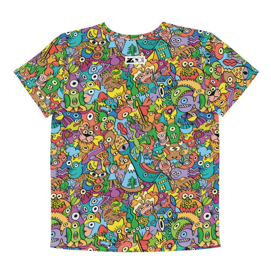 Cheerful crowd enjoying a lively carnival Youth crew neck t-shirt-Youth crew neck t-shirt