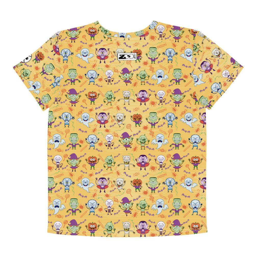 Halloween characters making funny faces Youth crew neck t-shirt-Youth crew neck t-shirt