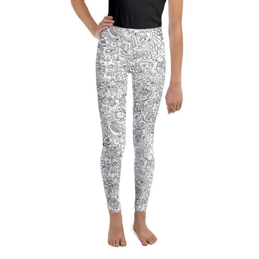 Impossible to stop doodling Youth Leggings-Youth Leggings