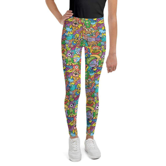 Cheerful crowd enjoying a lively carnival Youth Leggings-Youth Leggings