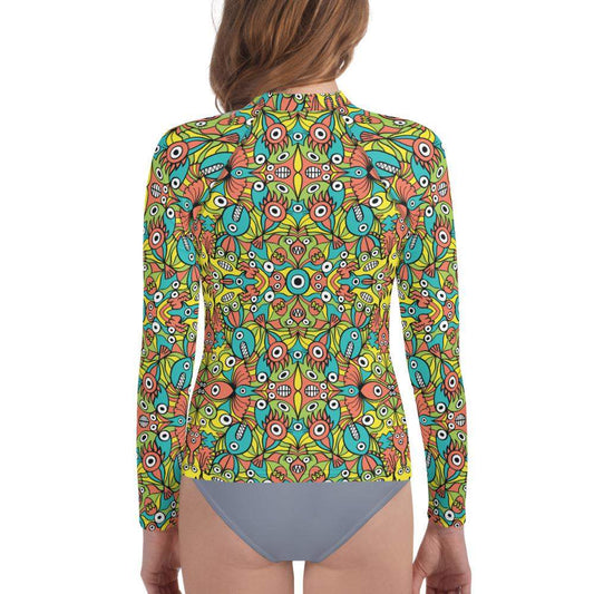 Alien monsters pattern design Youth Rash Guard-Youth Rash Guard