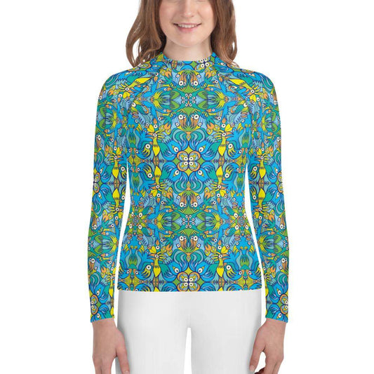 Exotic birds tropical pattern Youth Rash Guard-Youth Rash Guard