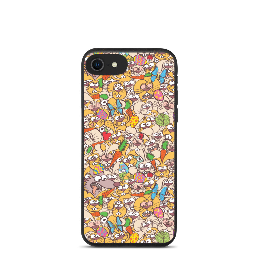 Thousands of crazy bunnies celebrating Easter Biodegradable phone case. iPhone 7 se. iPhone 8 se