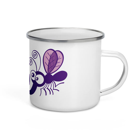 cute mosquitoes falling in love Enamel Mug. 12 oz. Handle on right