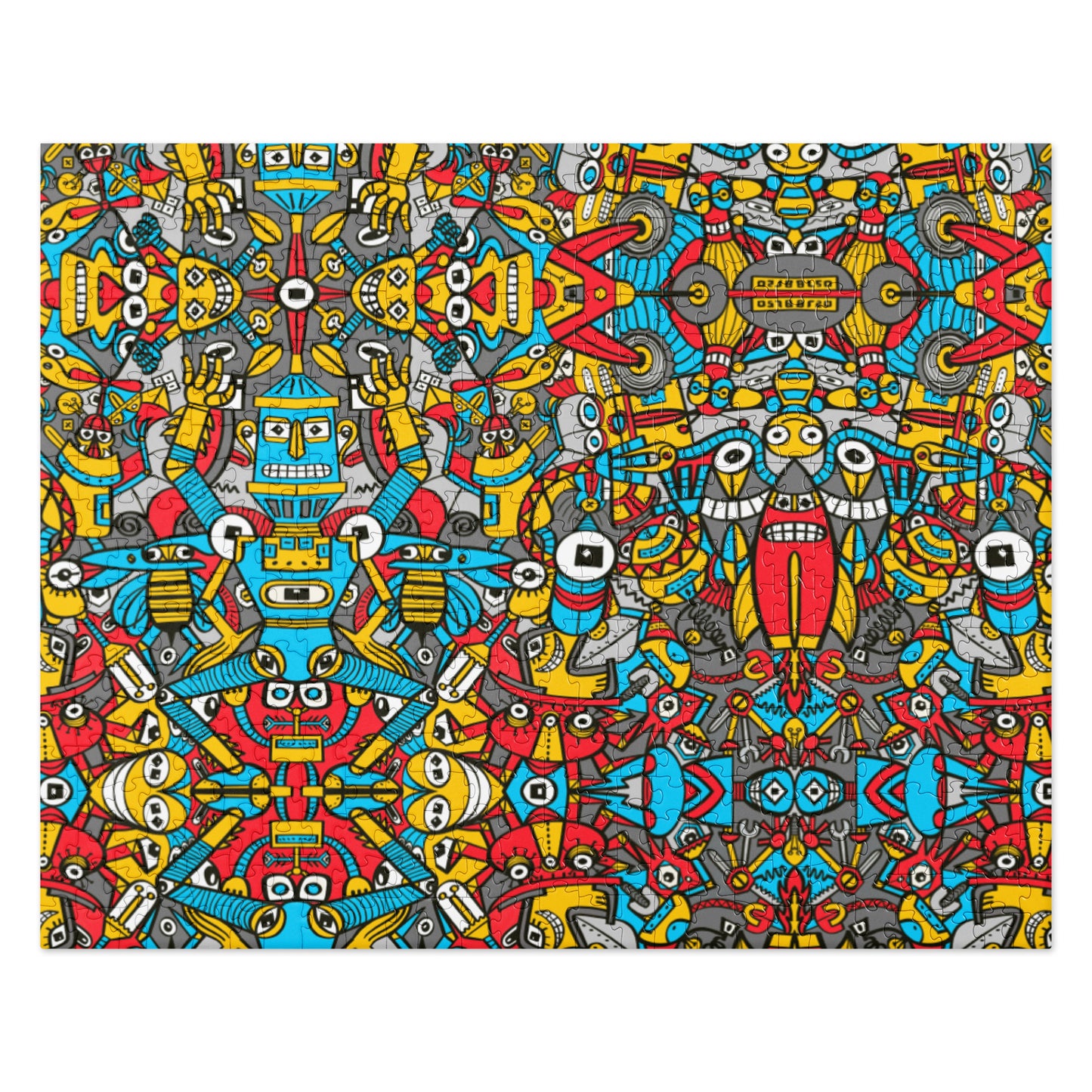 Crazy robots rising from rust in lively junkyards Jigsaw puzzle. 520 pieces