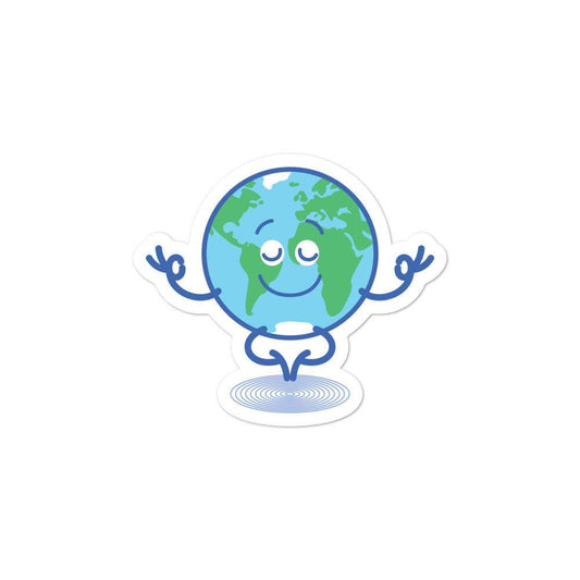 Happy Earth in deep meditation Bubble-free stickers-Bubble-free stickers