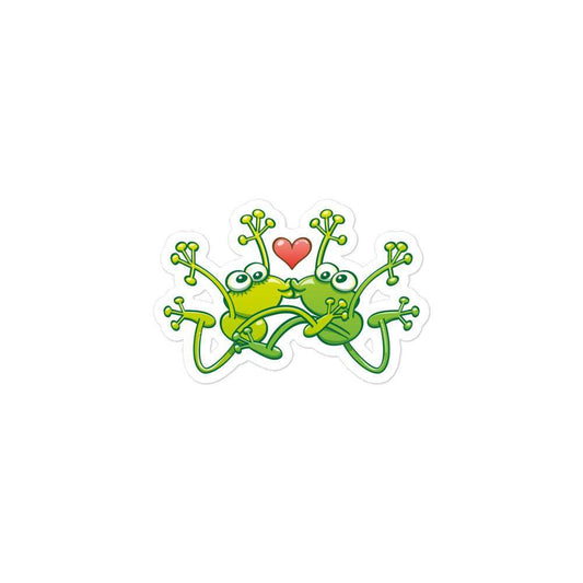 Frogs madly in love kissing sweetly Bubble-free stickers-Bubble-free stickers