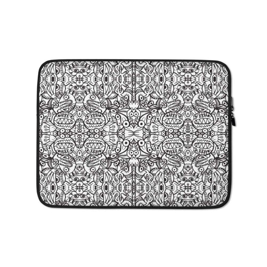 Brush style doodle critters Laptop Sleeve-Laptop sleeves