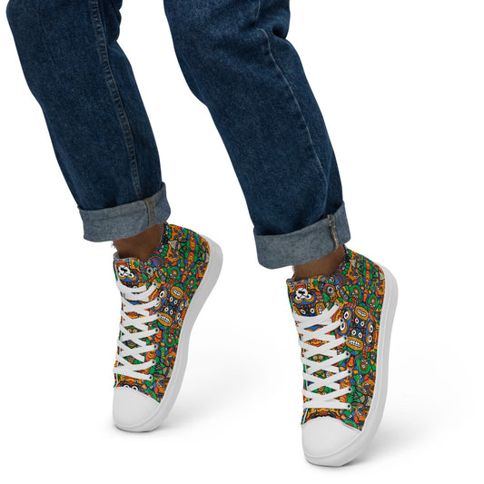 Fantastic african masks festival Men’s high top canvas shoes. Lifestyle