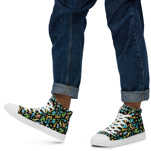 Sea creatures pattern design Men’s high top canvas shoes. Lifestyle