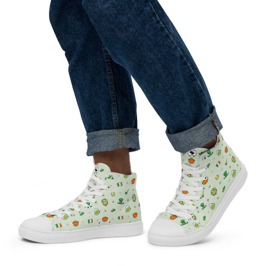 Celebrate Saint Patrick's Day in style pattern design Men’s high top canvas shoes. Lifestyle