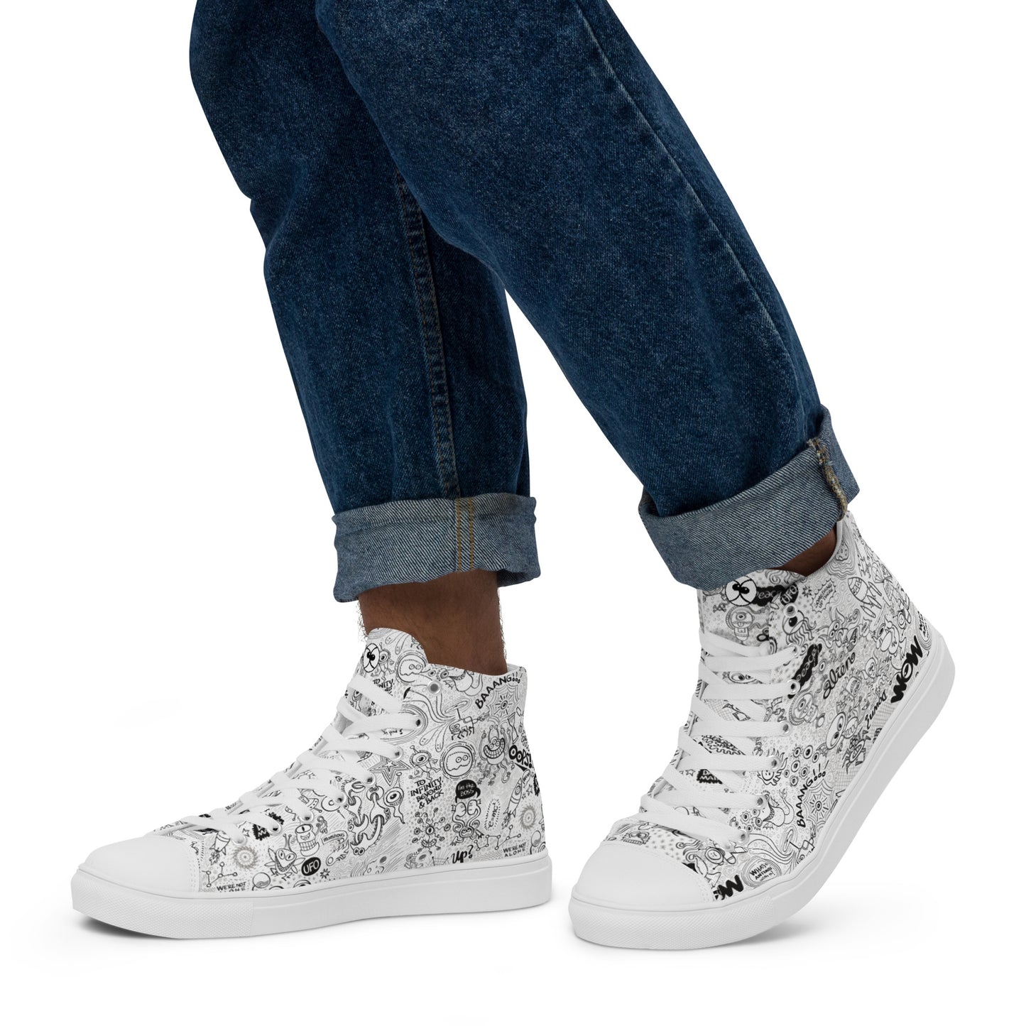 Celebrating the most comprehensive Doodle art of the universe Men’s high top canvas shoes. Lifestyle