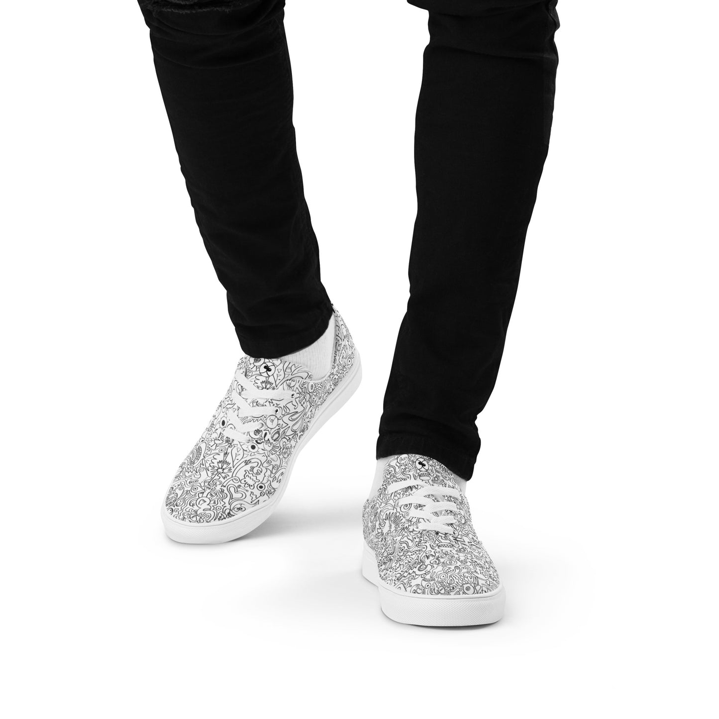 Impossible to stop doodling Men’s lace-up canvas shoes. Lifestyle