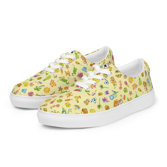 Enjoy happy summer pattern design Men’s lace-up canvas shoes. Overview