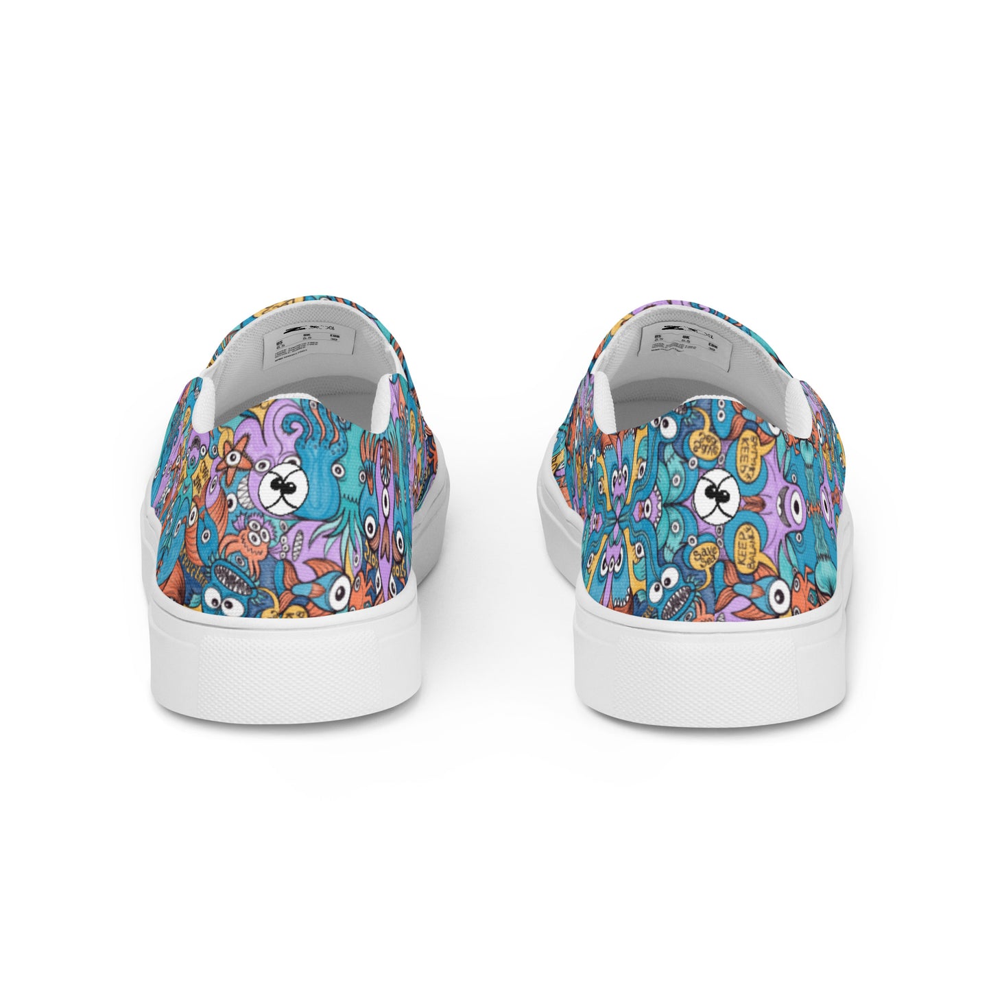 Wake up, time to take care of our sea Men’s slip-on canvas shoes. Back view