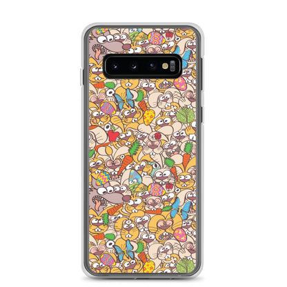 Thousands of crazy bunnies celebrating Easter Samsung Case. S10