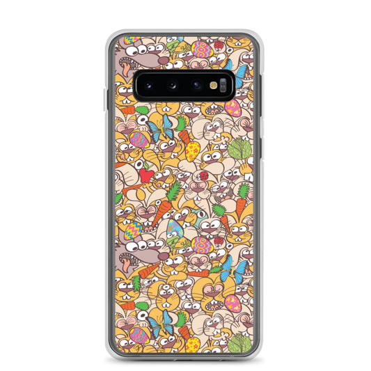 Thousands of crazy bunnies celebrating Easter Samsung Case. S10