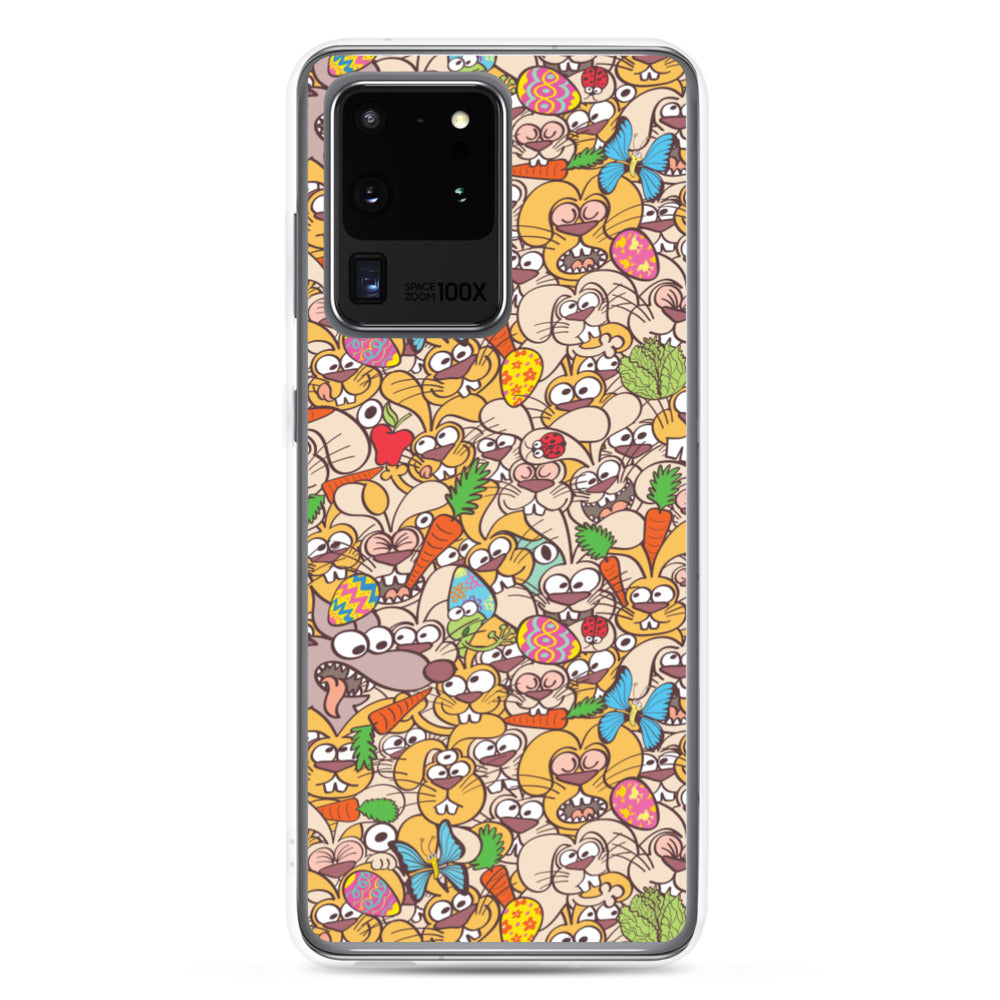 Thousands of crazy bunnies celebrating Easter Samsung Case. S20 ultra
