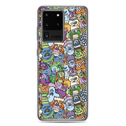 All the spooky Halloween monsters in a pattern design Samsung Case. s20 ultra