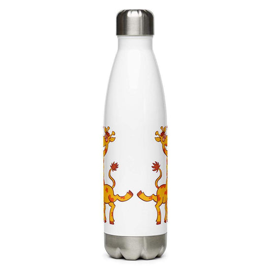 Sweet giraffes in love intertwining necks and kissing Stainless Steel Water Bottle-Stainless steel water bottle