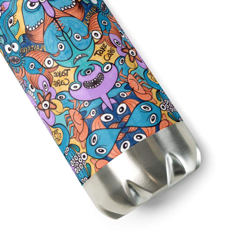Wake up, time to take care of our sea Stainless Steel Water Bottle-Stainless steel water bottle