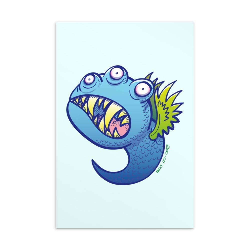 Winged little blue monster Standard Postcard-Standard postcards