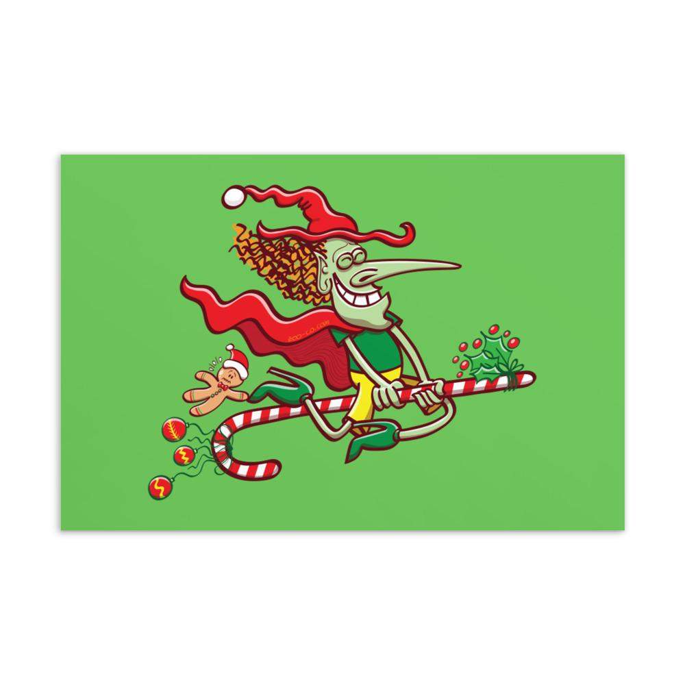 Mischievous witch having fun at Christmas Standard Postcard-Standard postcards