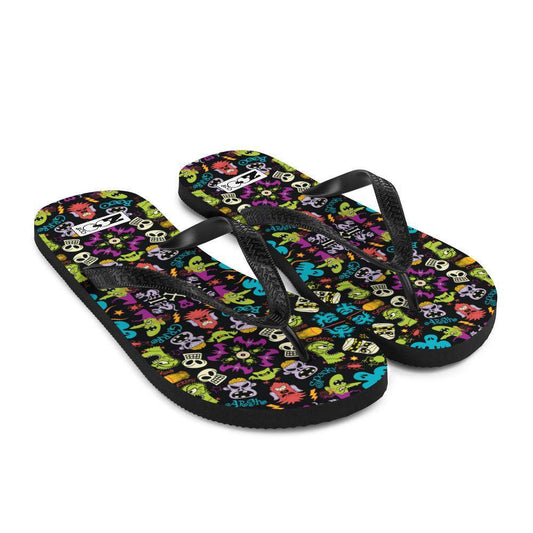 Spooky Halloween characters in a pattern design Flip-Flops-Flip-flops