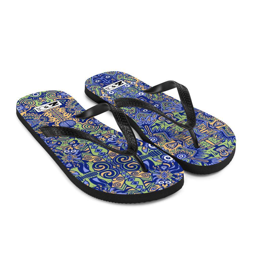 Playful Pre-columbian symbols pattern Flip-Flops-Flip-flops