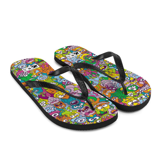 Terrific Halloween creatures ready for a horror movie Flip-Flops