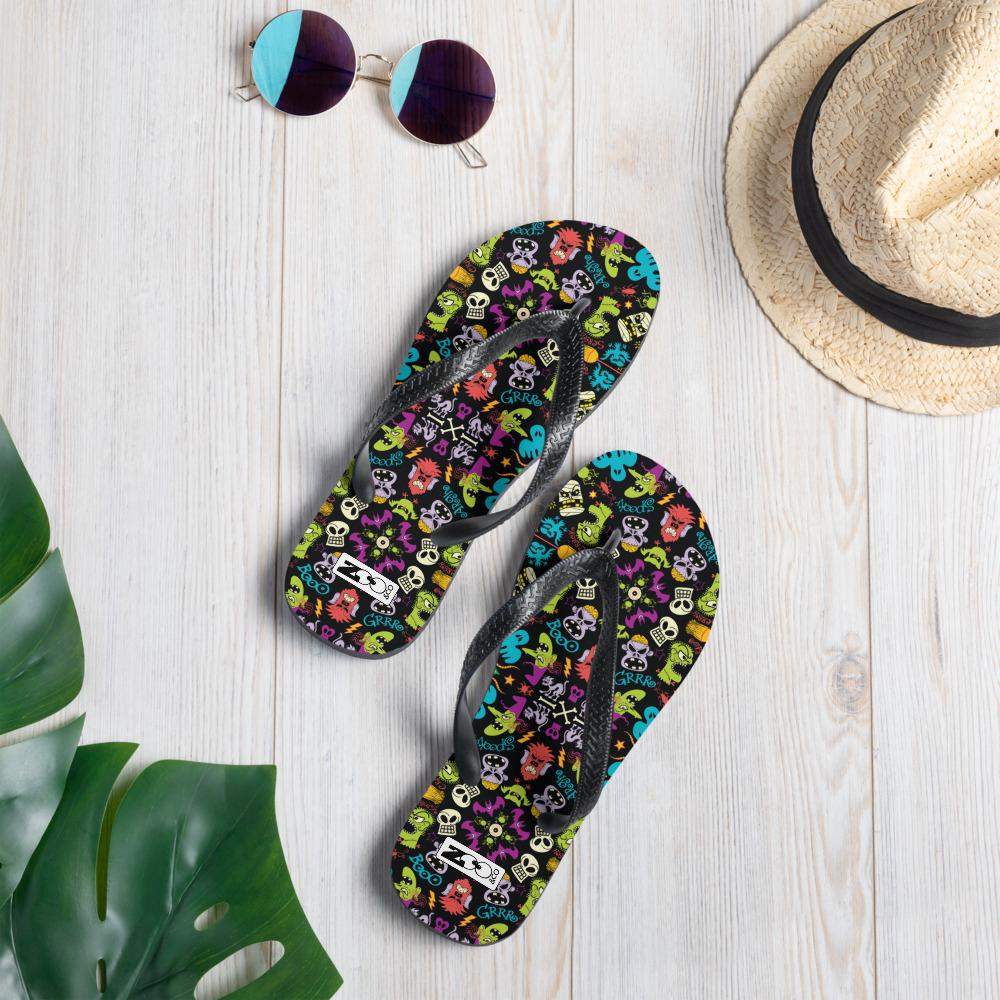 Spooky Halloween characters in a pattern design Flip-Flops-Flip-flops