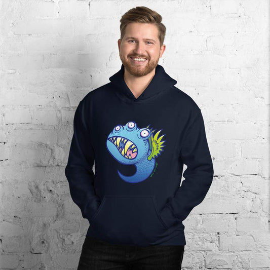 Winged little blue monster Unisex Hoodie. Navy blue