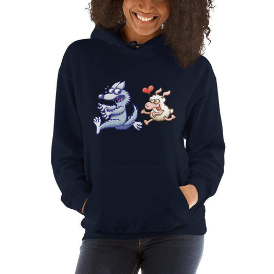 Sheep in love running after a wolf Unisex Hoodie-Women's hoodies