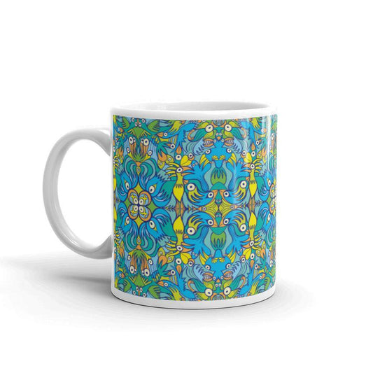 Exotic birds tropical pattern White glossy mug-White glossy mugs
