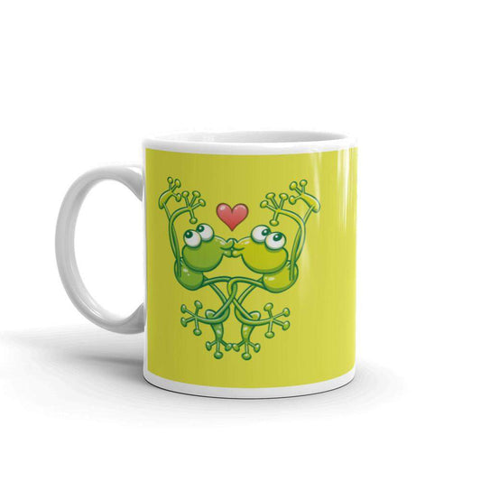 Cute frogs acrobatic kiss White glossy mug-White glossy mugs