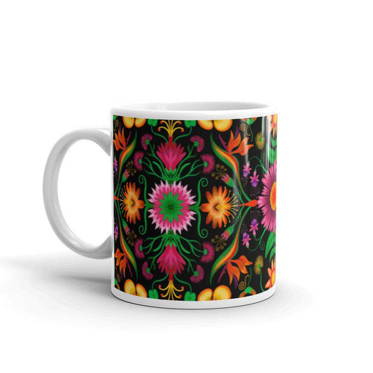 Wild flowers in a luxuriant jungle White glossy mug-White glossy mugs