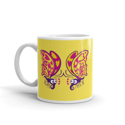 Beautiful butterflies falling in love White glossy mug-White glossy mugs