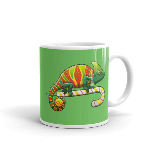 Christmas chameleon ready for the big season White glossy mug-White glossy mugs