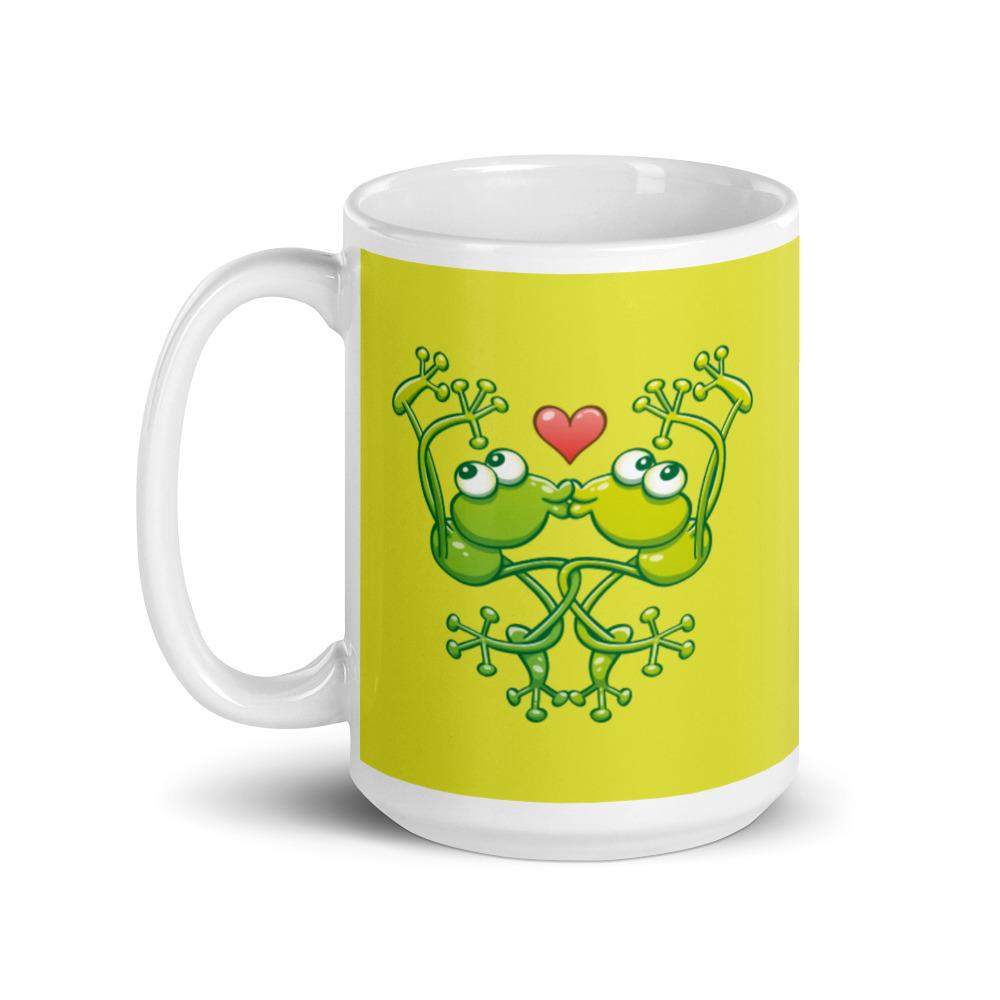 Cute frogs acrobatic kiss White glossy mug-White glossy mugs