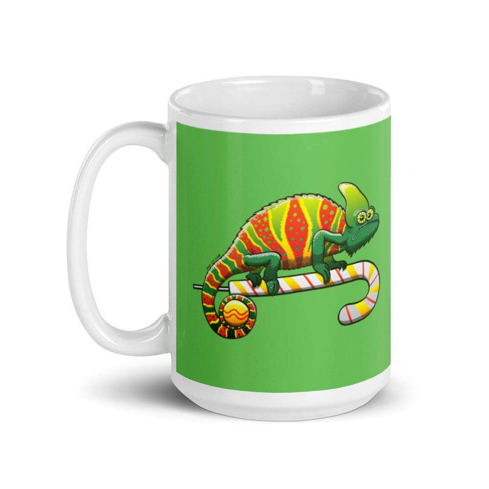 Christmas chameleon ready for the big season White glossy mug-White glossy mugs