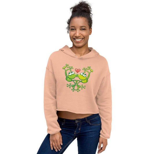 Cute frogs acrobatic kiss Crop Hoodie-Crop hoodie