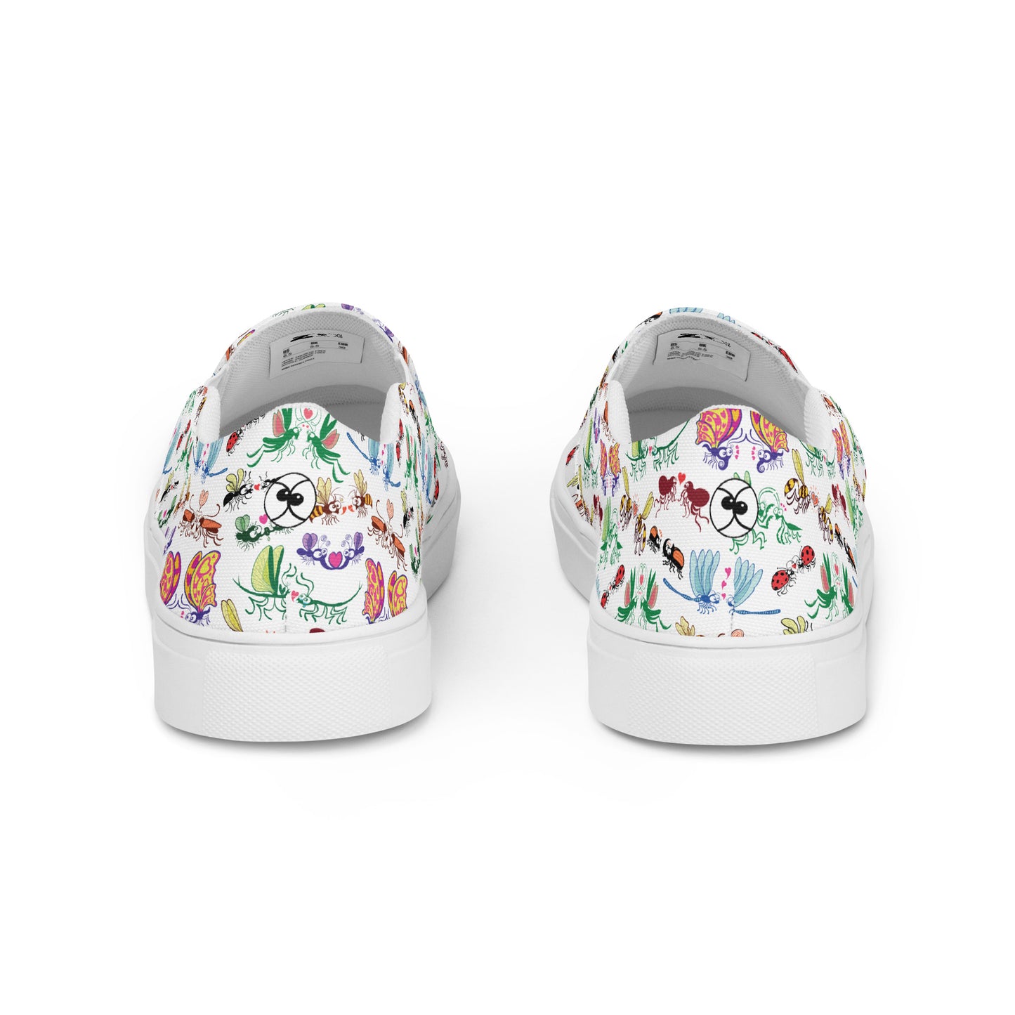 Cool insects madly in love Women’s slip-on canvas shoes. Back view