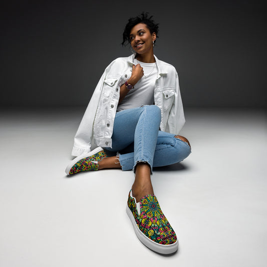 Exploring Jungle Oddities: Inspiration from the Fascinating Wildflowers of the Tropics. Women’s slip-on canvas shoes. Lifestyle