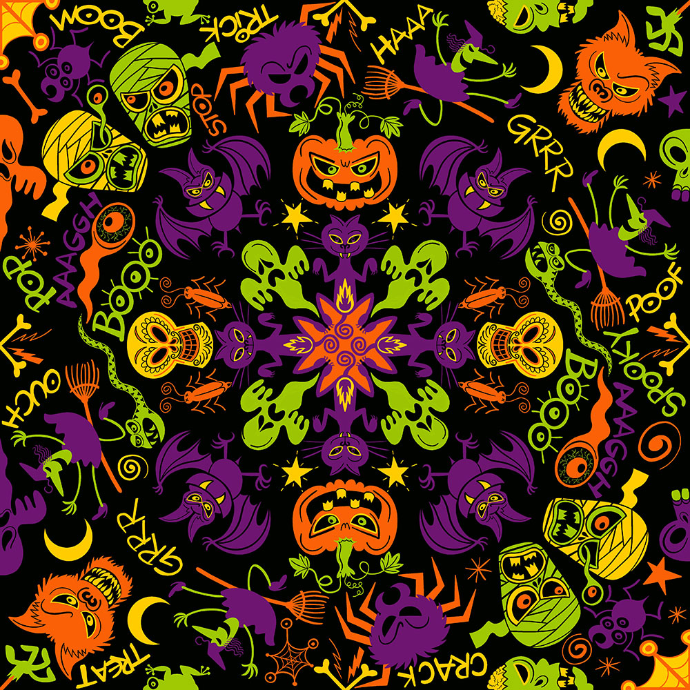 All Halloween stars in a creepy pattern design