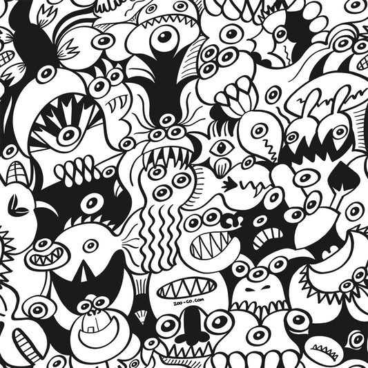Black and white cool doodles art pattern design